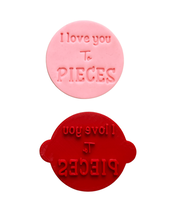 Load image into Gallery viewer, Love you Theme Cookie Cutter Stamp Love you 100's and 1000's  I love you to pieces