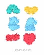 Load image into Gallery viewer, Valentine&#39;s day Elements Cookie Cutter Stamp Gnome Love Heart Rainbow Choose Love
