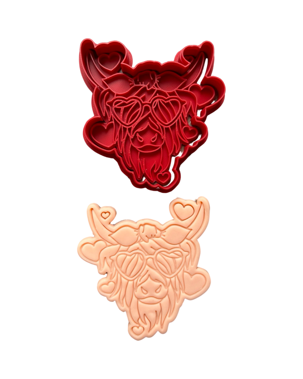 Highland cow Valentine's day Cookie Cutter Stamp mooost love in the hair