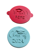 Load image into Gallery viewer, Class of 2024 cookie debosser raised stamp graduation cap
