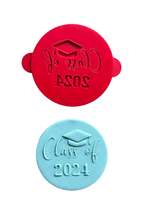 Load image into Gallery viewer, Class of 2024 cookie debosser raised stamp graduation cap
