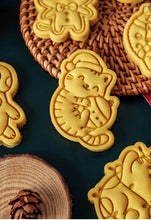Load image into Gallery viewer, Christmas Cat Cookie Cutter Stamp Wreath bauble Cat Gingerbread man Hat
