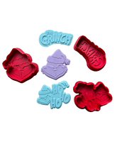 Load image into Gallery viewer, Christmas Grinch Cookie Cutters Debosser Grinch hohoho
