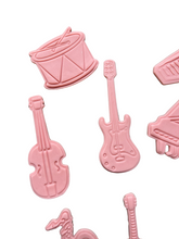 Load image into Gallery viewer, Music theme cookie cutter stamp - Drum Grand Piano Violin Microphone Saxophone Guitar Keyboard Keyboard
