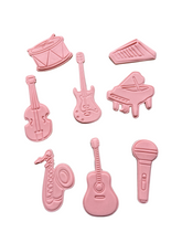 Load image into Gallery viewer, Music theme cookie cutter stamp - Drum Grand Piano Violin Microphone Saxophone Guitar Keyboard Keyboard
