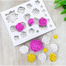 Load image into Gallery viewer, Assorted Roses Silicone Mini Rose Cookie Cake Fondant Sugarcraft Soap floral theme
