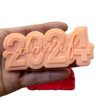 Load image into Gallery viewer, Congratulations cookie cutter Class of 2024 cookie debosser raised stamp graduation cap

