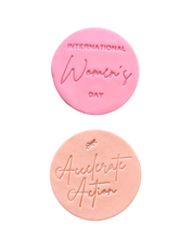 Load image into Gallery viewer, International women&#39;s day #AccelerateAction cookie stamp
