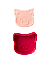 Load image into Gallery viewer, Farm animals head face cookie cutters debosser chicken horse lamb cow pig Moo
