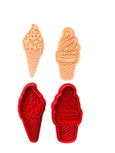 Load image into Gallery viewer, Ice Cream Cone Cookie Cutter Stamp mini cupcake topper Cone
