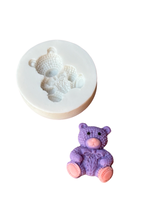 Load image into Gallery viewer, Cute Bear Silicone Mould knitted pattern bow baby shower
