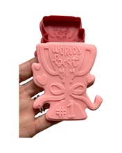 Load image into Gallery viewer, Worlds best mum trophy cookie cutter debosser #1 mother&#39;s day
