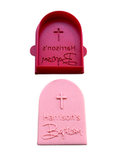 Load image into Gallery viewer, Baptism cross cookie debosser fondant baptism personalised raised stamp gift
