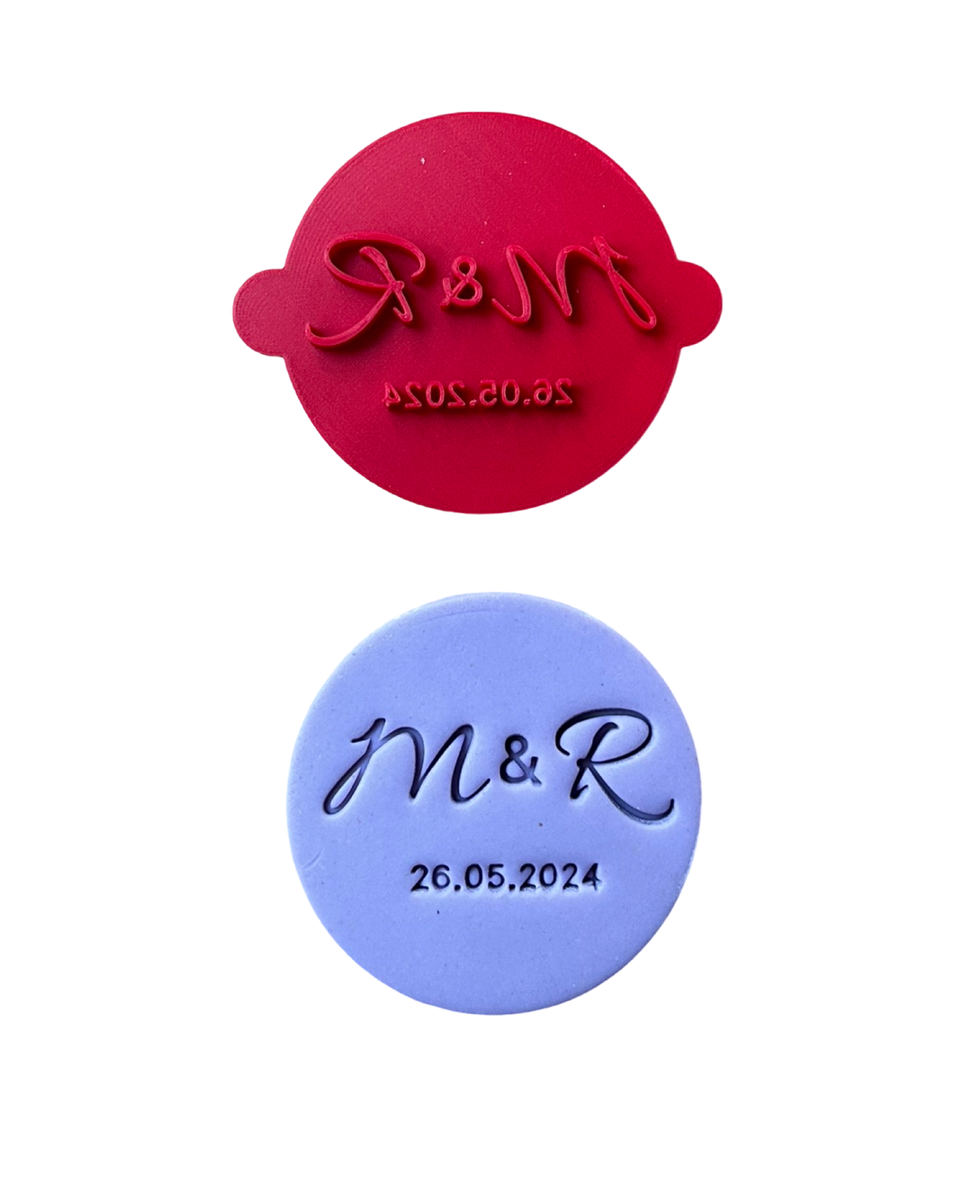 Custom Names Cookie Stamp initial Wedding Engagement date