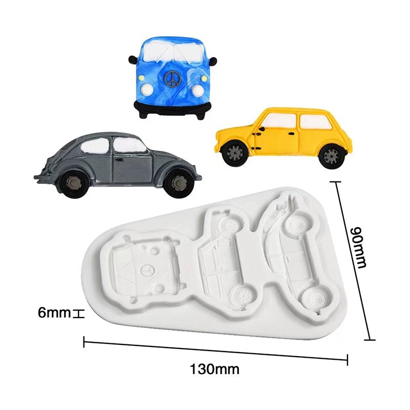 Mini Vintage Cars Silicone Mould Kombi Van VM Beetle Mini Cooper Father's Day