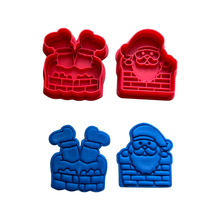 Load image into Gallery viewer, Santa Claus Cookie Cutter Stamp stuck in the chimney
