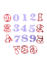 Load image into Gallery viewer, Number 0-9 Cookie Cutter Stamp classic font Mini Large jumbo size
