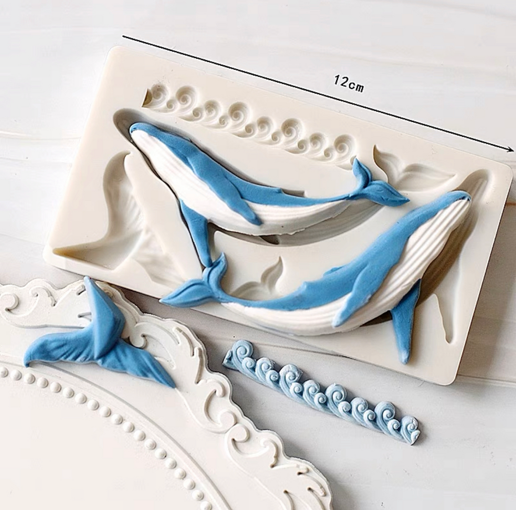 Whale silicone wave ocean Cookie Cake Mould Fondant Sugar craft