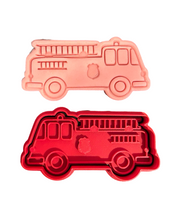Load image into Gallery viewer, Vehicles Cookie Cutter Stamp tractor taxi firetruck police ambulance school bus double bus Beetle rubbish truck
