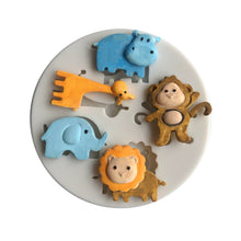 Load image into Gallery viewer, Zoo Animal silicone mould giraffe hippo elephant lion monkey
