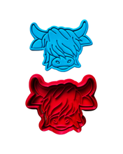 Load image into Gallery viewer, Highland Cow Cookie Cutter Stamp Full Body Head Mini
