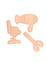 Load image into Gallery viewer, Hair Salon Cookie Cutter Stamp Scissors Blower Brush Comb Chair Iron
