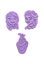 Load image into Gallery viewer, Princess Characters Cookie Cutter Stamp Anna Elsa Olaf
