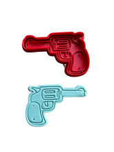 Load image into Gallery viewer, Gun Cookie Cutter Stamp teen adult birthday cookie revolver pistol
