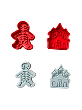 Load image into Gallery viewer, Halloween Cookie Fondant Cutter Stamp Skull Pumpkin Grave Witch Hat Mummy Candy Ghost
