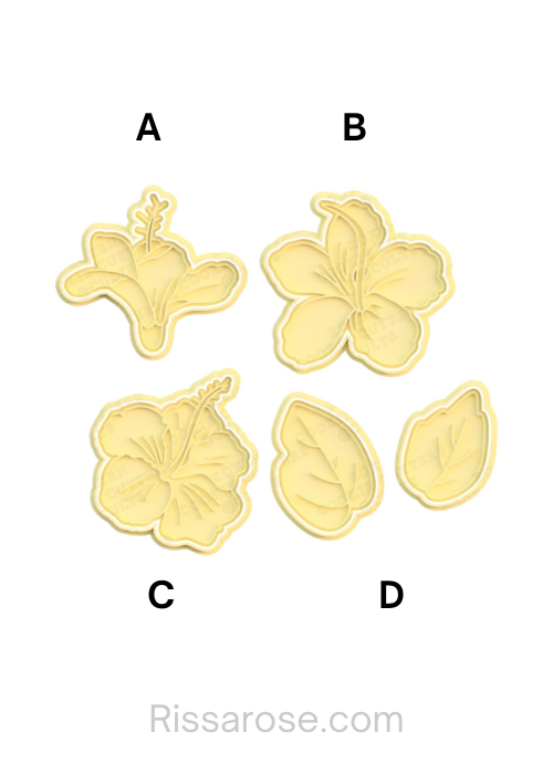 Hibiscus Flower Cookie Cutter Stamp leaves