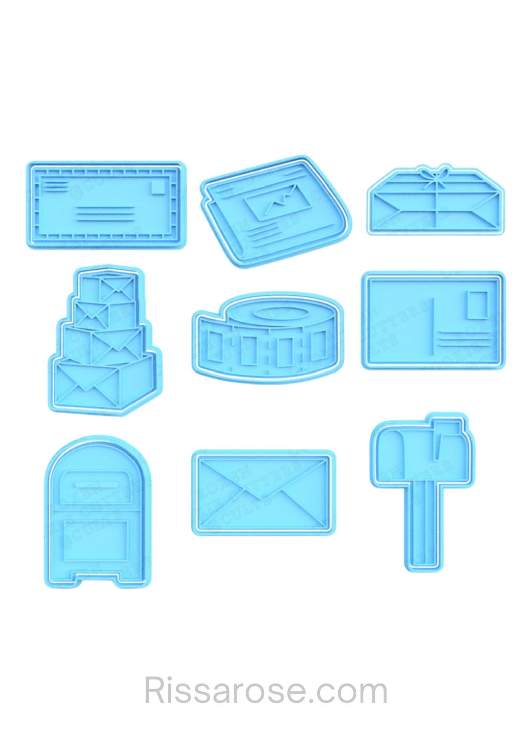 Post Office Theme Cookie Cutter Stamp Post Mail Newspaper Package Parcels Tape Postcard Mail Post Letter Mailbox