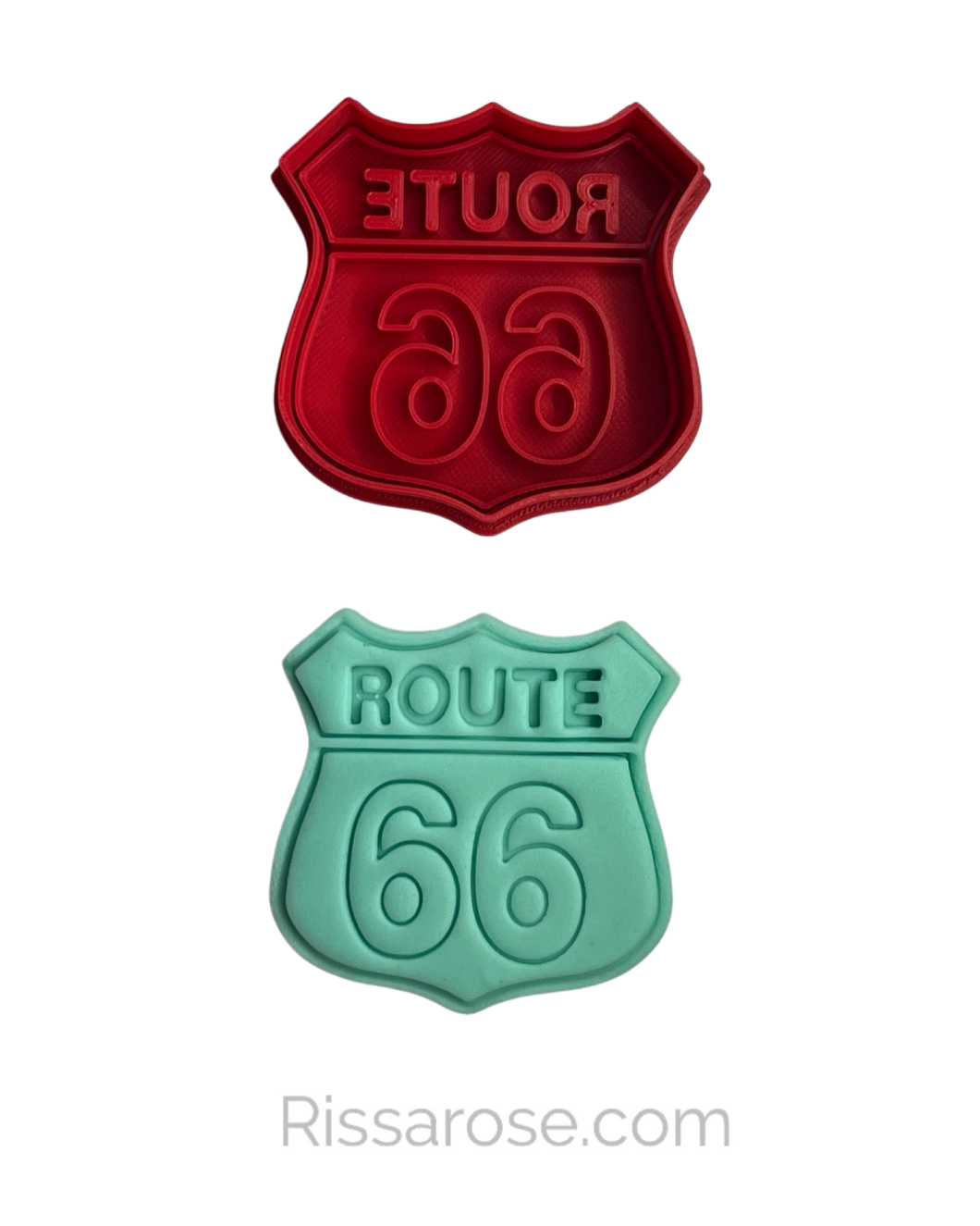 Route 66 shaped cookie cutter stamp