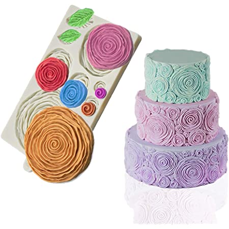 assorted rosette ruffle xl silicone moulds- wedding floral cakes - flower silicone mould