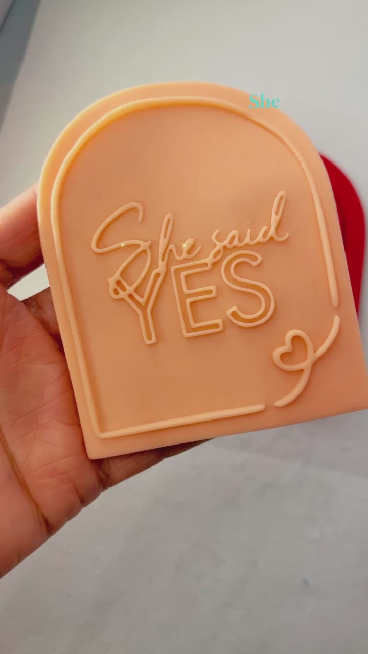 She said yes cookie debosser super fine engagement raised stamp wedding