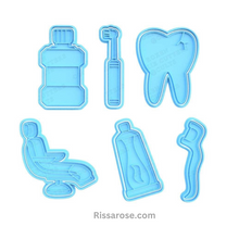 Load image into Gallery viewer, Dental Cookie Cutter Stamp Toothbrush Dentist Chair Floss Toothpaste Mouthwash
