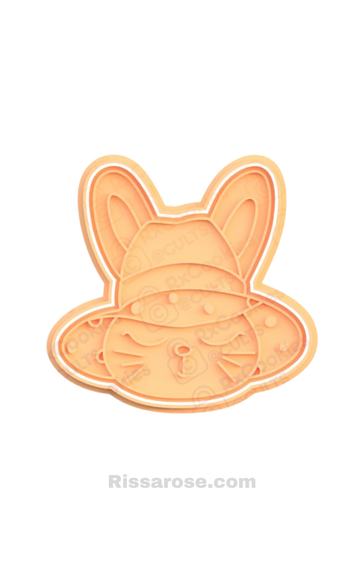 Cute Bunny Hat Cookie Cutter Stamp