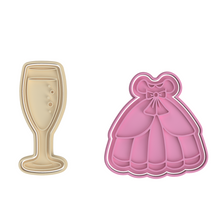Load image into Gallery viewer, Wedding Cookie Cutter Stamp Champagne Dress
