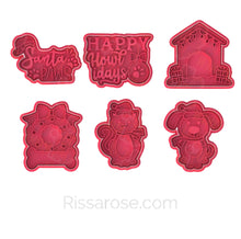 Load image into Gallery viewer, Dog Christmas Cookie Cutter Stamp Santa Paws Happy Howlidays Wreath Bone Cat
