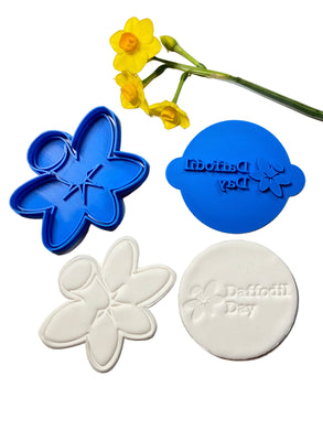 daffodil day cookie stamp and cutter- cancer council - daffodil and cancer ribbon daffodil  & daffodil day stamp