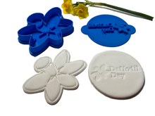Load image into Gallery viewer, daffodil day cookie stamp and cutter- cancer council - daffodil and cancer ribbon
