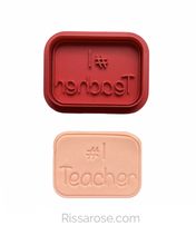 Load image into Gallery viewer, Teacher Set Cookie Cutter Stamp Crayon Pencil Glue Ruler Apple #1 Teacher Thanks
