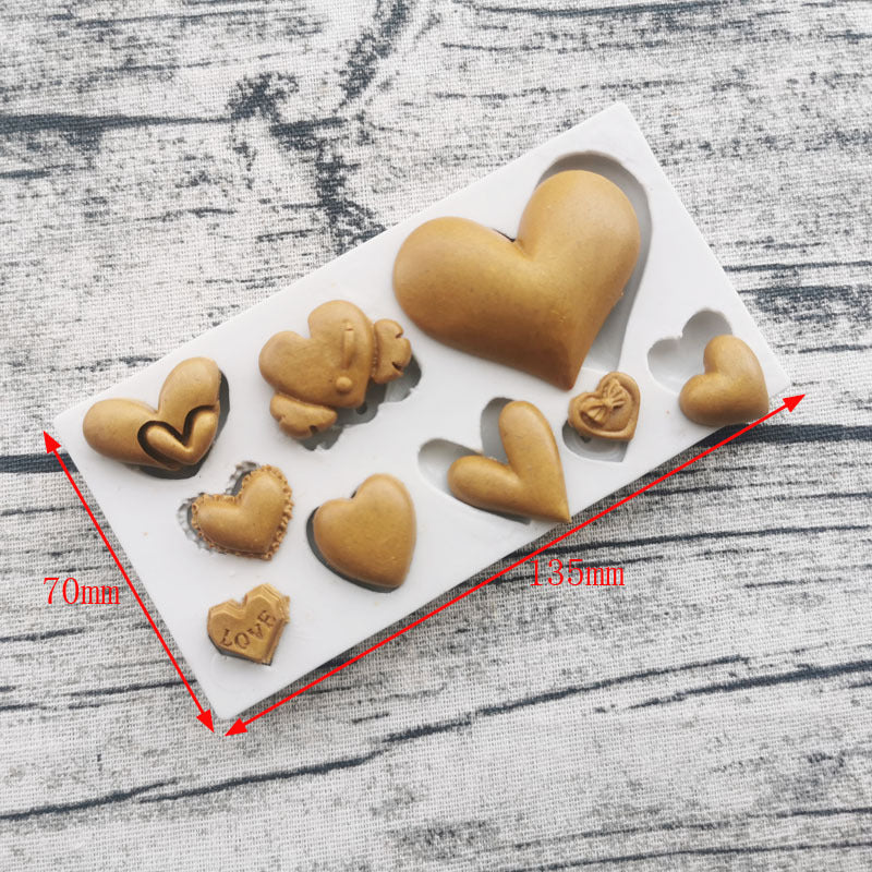Hearts Silicone Mould Cake Fondant Sugarcraft Soap Valentines Day Theme