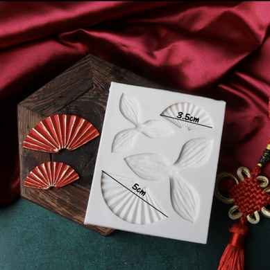 Asian fan Silicone Mould Chinese New Year flowers, leaves fan