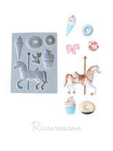 Load image into Gallery viewer, carousel horse silicone mould donut cupcake ice cream carnival
