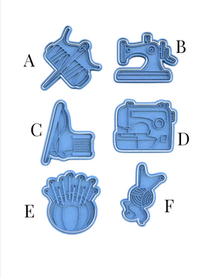sew theme cookie cutter stamp - sewing machine,pin cushion, thread needle, crochet