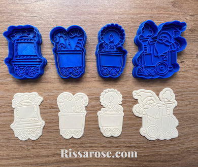 christmas train cookie cutter - santa train carriages candy cane bell candle pyo whole set