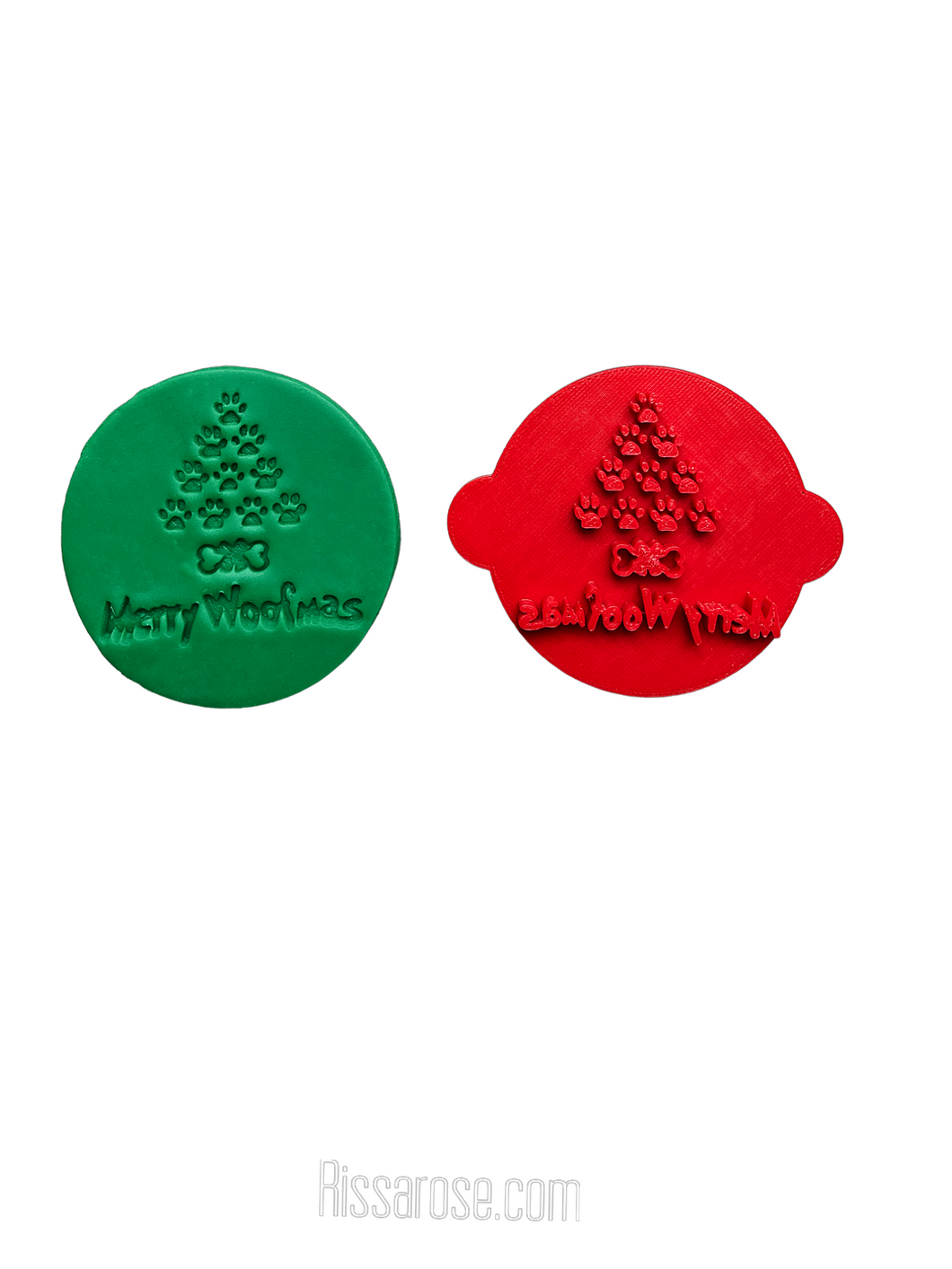 dog christmas cookie stamp cake fondant embosser - merry woofmas here comes to santa paw merry woofmas