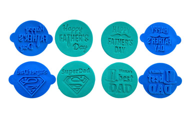 father's day cookie stamps - best dad, superdad, and happy father's day all 4