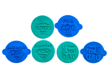 Load image into Gallery viewer, mini father&#39;s day cookie stamps - 5cm- best dad, superdad, and happy father&#39;s day
