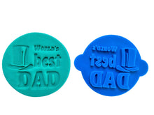 Load image into Gallery viewer, mini father&#39;s day cookie stamps - 5cm- best dad, superdad, and happy father&#39;s day world&#39;s best dad with a hat
